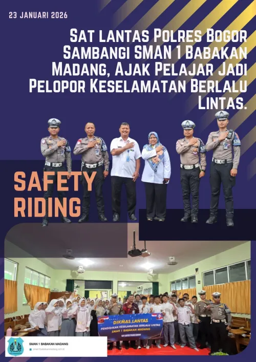 Sat lantas Polres Bogor Sambangi SMAN 1 Babakan Madang, Ajak Pelajar Jadi Pelopor Keselamatan Berlalu Lintas.